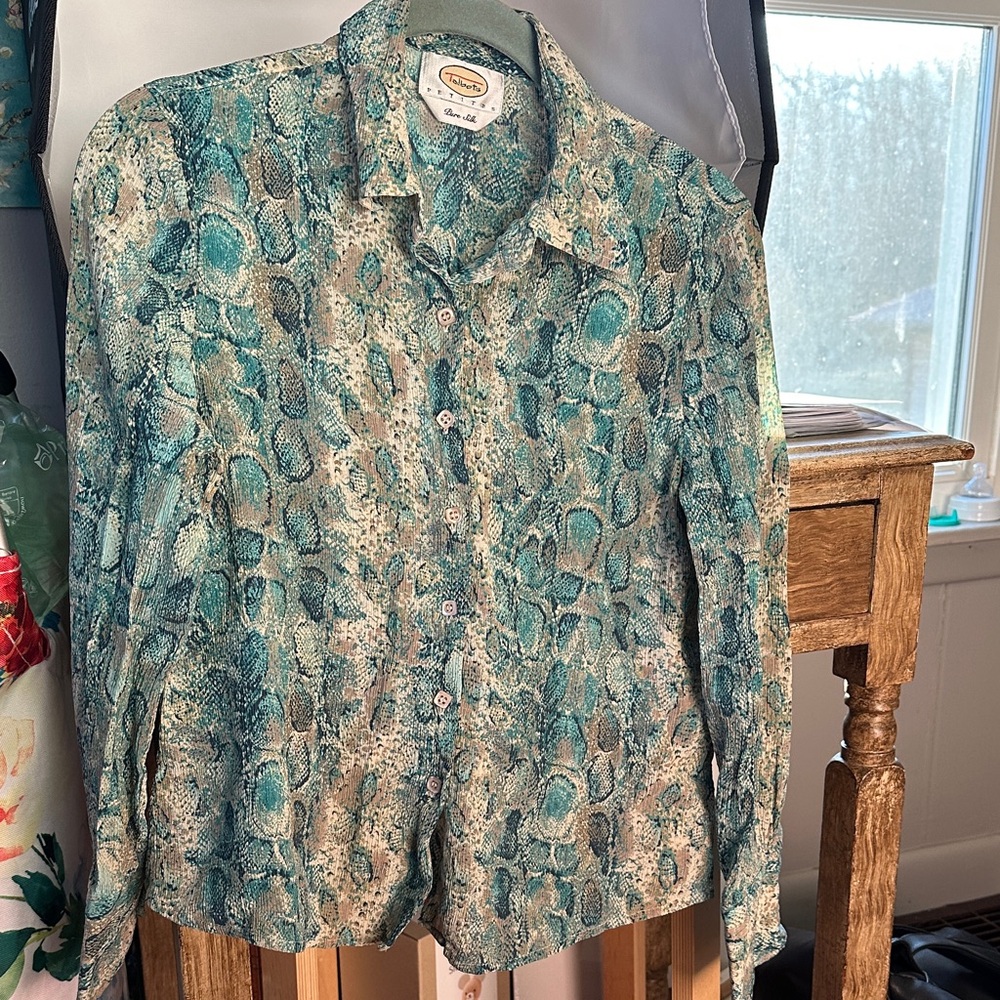 Talbots Silk Blouse in Teal